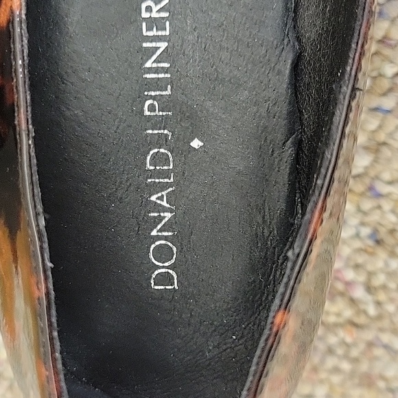 Donald Pliner Womens Sz 7 Leather Gia Kitten Heels Brown Black Mottled Print - Picture 5 of 7